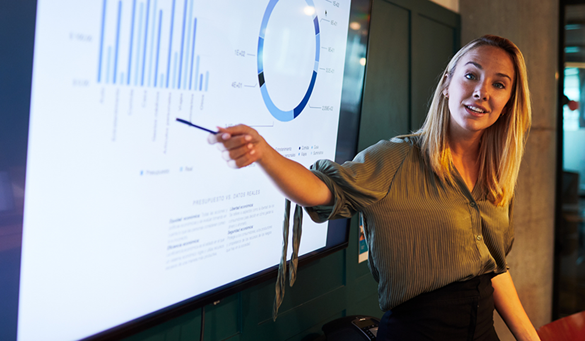 Woman giving a presentation Woman giving a presentation