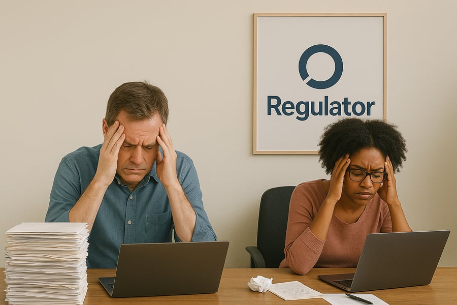 Confused and frustrated users in front of a laptop