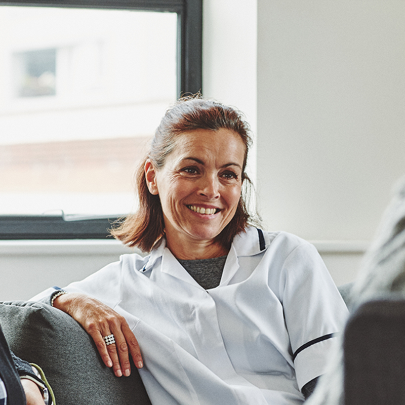 Care worker smiling