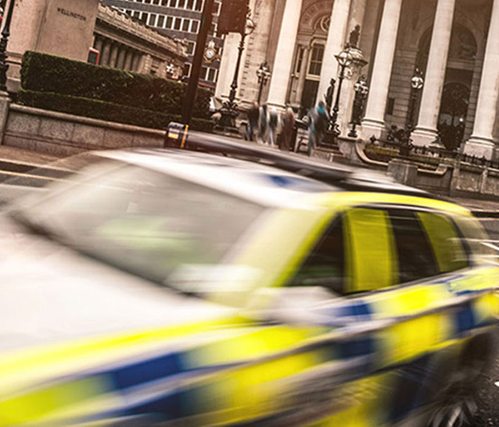 Action photo of a police car