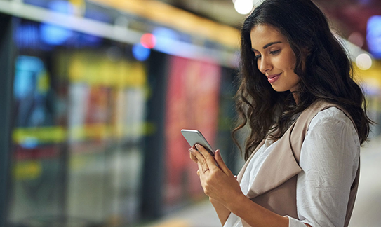 Woman looking at her phone