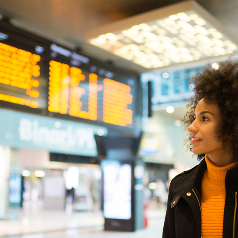 Woman in a train station